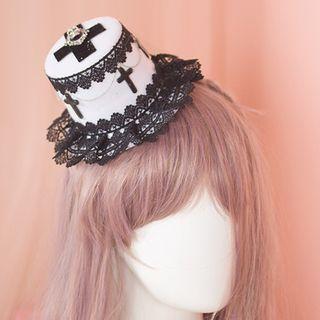 Skull-accent Lace-trim Hat Hair Clip