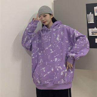 Front Pocket Splatter Print Hoodie