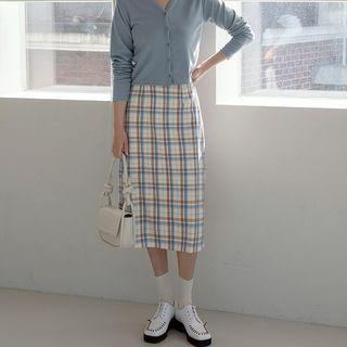 Plaid Long A-line Skirt