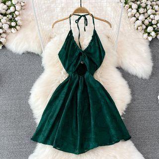 Keyhole Halter A-line Dress