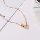 Alloy Heart Pendant Necklace 01 - 10194 - Gold - One Size