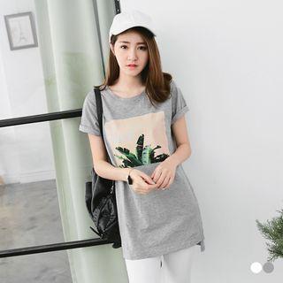 Short Sleeve Printed Longline T-shirt