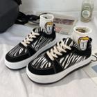 Zebra Print Canvas Platform Lace-up Sneakers