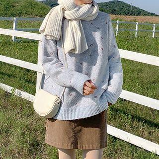 Round Neck Floral Print Sweater