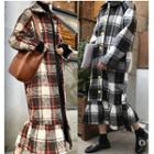 Plaid Single-breasted Ruffle Hem Coat