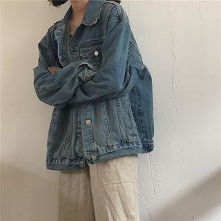 Plain Denim Jacket Blue - One Size