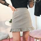 Frill-hem Check A-line Miniskirt
