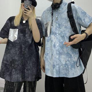 Couple Matching Elbow-sleeve Tie-dye Shirt