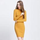 Long Sleeve Stripe Midi Knit Dress