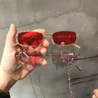 Retro Rectangular Metal Frame Sunglasses With Chain
