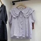 Peter Pan Collar Short-sleeve Chiffon Top