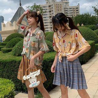 Fruit Print Elbow-sleeve Shirt