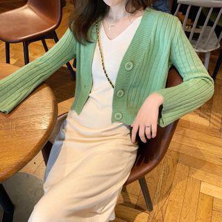 Cropped Cardigan / Spaghetti Strap Midi Dress