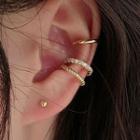 Set Of 3: Rhinestone / Sterling Silver Cuff Earring (various Designs)
