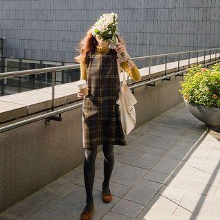Sleeveless Plaid Wool Blend Dress
