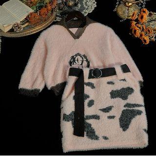 Fluffy Sweater / Knit Skirt