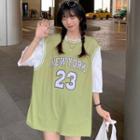 Mock Two-piece Wide Short-sleeve T-shirt