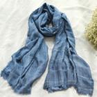 Fringed Plaid Linen Neck Scarf