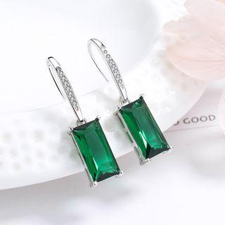 925 Sterling Silver Rhinestone Gemstone Dangle Earring As Shown In Figure - One Size