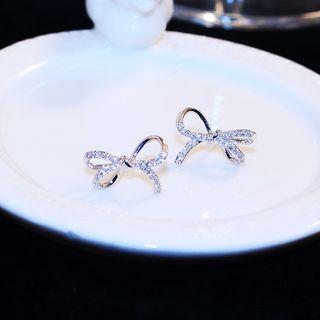 Alloy Rhinestone Bow Earring