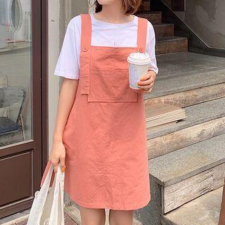 Plain Mini A-line Pinafore Dress