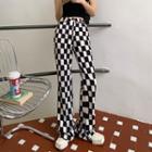 High Waist Checkerboard Bootcut Pants