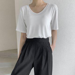 Set Of 2: Basic U-neck T-shirt