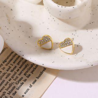 Shell Love Heart Stud Earring As Shown In Figure - One Size