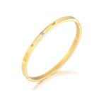 Fashion And Fashion Plated Gold Geometric Round 316l Stainless Steel Bangle With Cubic Zirconia Golden - One Size