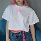 Short-sleeve Lettering Print Chained T-shirt