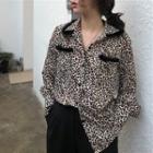 Furry Double-pocket Leopard Printed Shirt