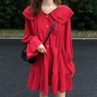 Long-sleeve Layered Collar Dress