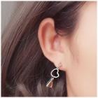 925 Sterling Silver Heart Faux Crystal Dangle Earring 1 Pair - As Shown In Figure - One Size