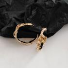 Irregular Open Hoop Earring 1 Pair - S925 Silver Stud Earrings - Gold - One Size