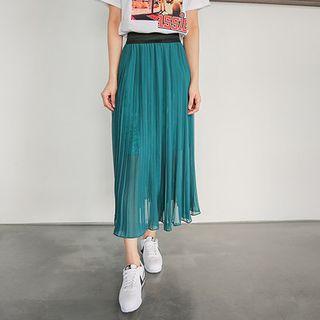 Pleated Long Chiffon Skirt