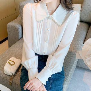 Beaded Pintuck Chiffon Blouse