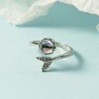 Mermaid Tail Moon Stone Alloy Open Ring Silver - One Size
