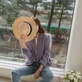 Raglan Collared Zip-up Cardigan