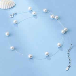 Faux Pearl Sterling Silver Choker Silver - One Size