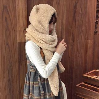 Bear Ear-accent Hood Scarf