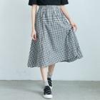 Elastic-waist Plaid A-line Skirt