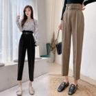 Paperbag-waist Cropped Straight-cut Pants