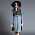 Lace Panel Long-sleeve Coatdress
