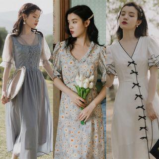 Short-sleeve Midi A-line Dress (various Designs)