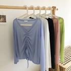 V-neck Drawcord Long-sleeve Light Top