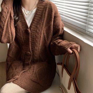 Medium Long Cable Knit Cardigan