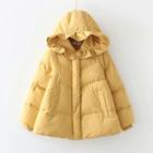 Frill Trim Hooded Padded Zip Jacket