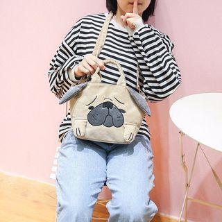 Two-way Pug Corduroy Crossbody Bag As Shown In Figure - One Size