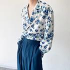 Long-sleeve Double Breasted Floral Print Shirt