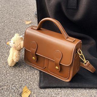 Plain Double-button Satchel Bag
